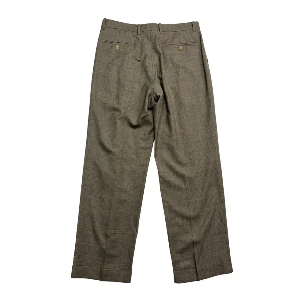 Ralph Lauren 40R 34x30 Taupe Glen Plaid 2pc Pant Suit Wool Pleated Cuffed